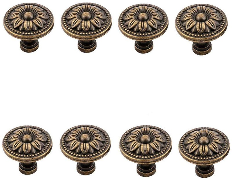 bnafes Pull Handle Metal Flower Shape Cabinet Drawer Door Knob Bronze Tone (Pack of 8) - Image 4